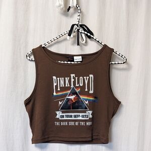 3/$25 Romwe Brown Pink Floyd Cropped Tank Top